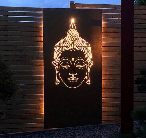 Cortenstahl Sichtschutzwand Buddha