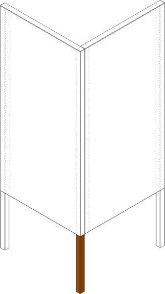 PARAS Eck-Innenpfosten, Stahl Vierkantrohr roh, 50 x 50 x 2350 x 2 mm, mit Kappe schwarz, für 1800 mm Sichtschutzwand