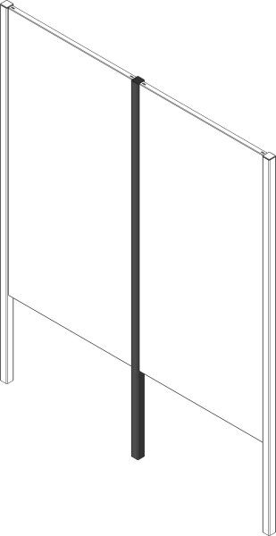 PARAS Mittelpfosten, Stahl Vierkantrohr verzinkt, RAL * pulverbeschichtet, 50 x 50 x 2350 x 2 mm, für Montage zwischen den Pfosten, mit Kappe schwarz, für 1800 mm Sichtschutzwand