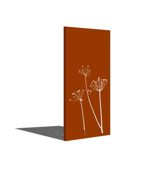 PARAS Sichtschutzwand, Motiv Daucus carota, 900 x 1800 x 2 mm, 30 mm gekantet, Cortenstahl