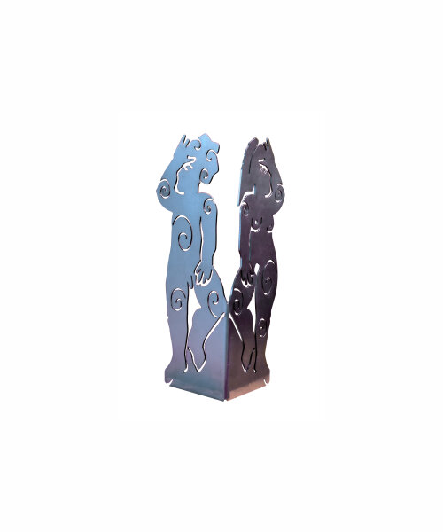 MIRAS S, Skulptur, 2 mm Corten, Figuren stehen im 90° Winkel, Höhe 300 mm