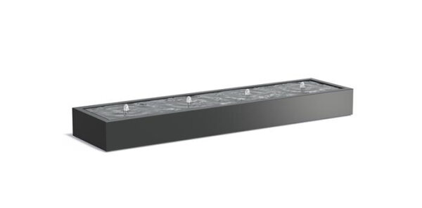 CUBO Wassertisch, 4000 x 1000 x 400 mm, 3 mm Alu, RAL * pulverbeschichtet, umlaufender Rand 90-30 mm, dicht geschweißt, mit 4 Stück LED Quellbeleuchtung (kaltweiß) und Pumpe