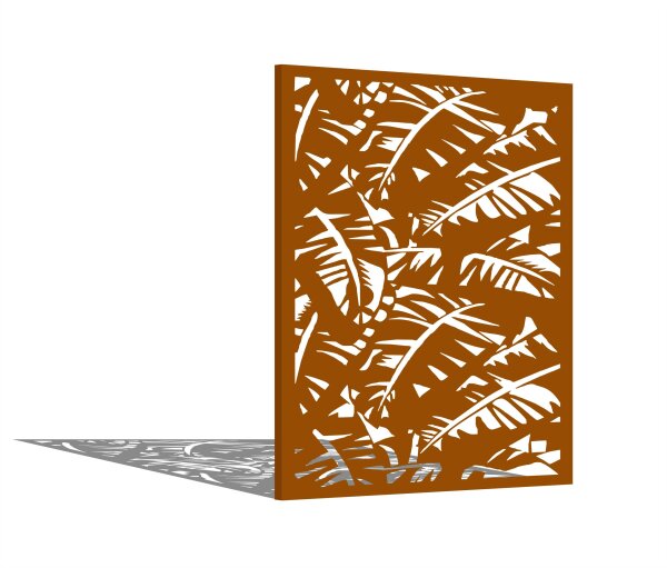 PARAS Sichtschutzwand, Motiv Farn, 1400 x 1800 x 2 mm, 30 mm gekantet, Cortenstahl
