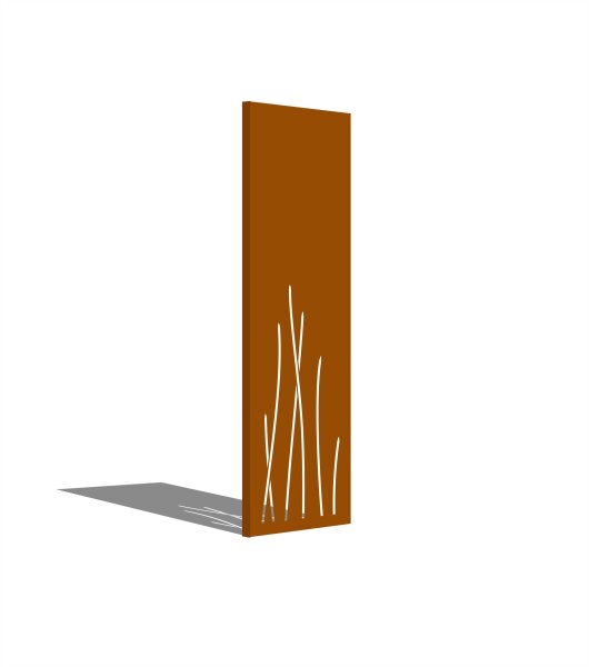 PARAS Sichtschutzwand, Motiv STILO, 450 x 1800 x 2 mm, 28 mm gekantet, Cortenstahl