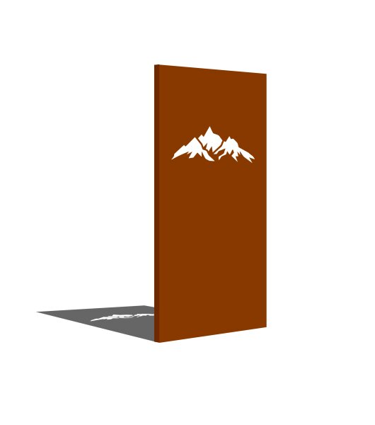 PARAS Sichtschutzwand, Motiv Berge, 900 x 1800 x 2 mm, 30 mm gekantet, Cortenstahl