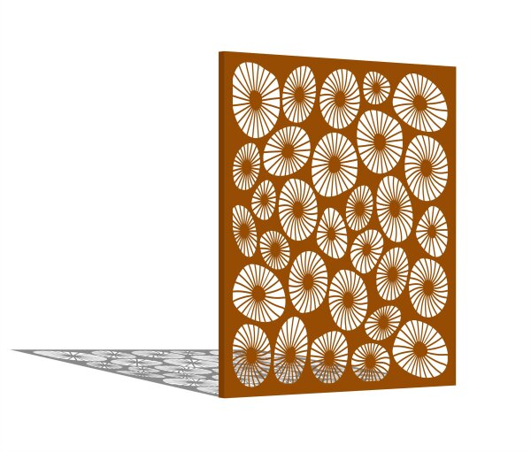 PARAS Sichtschutzwand, Motiv FIORI, 1400 x 1800 x 2 mm, 30 mm gekantet, Cortenstahl