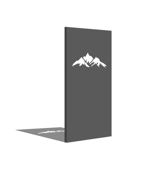 PARAS Sichtschutzwand, Motiv Berge, 900 x 1800 x 2 mm, 30 mm gekantet, Alu, RAL * pulverbeschichtet