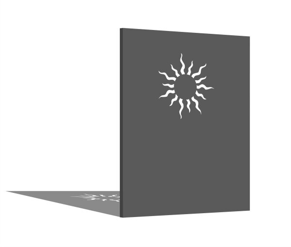 PARAS Sichtschutzwand, Motiv Sonnenstrahlen, 1400 x 1800 x 2 mm, 30 mm gekantet, Alu, RAL * pulverbeschichtet
