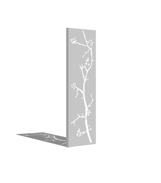 PARAS Sichtschutzwand, Motiv Äste, 450 x 1800 x 2 mm, 30 mm gekantet, Edelstahl einseitig geschliffen