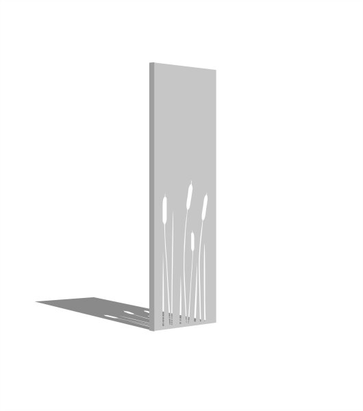 PARAS Sichtschutzwand, Motiv Rohrkolbenschilf, 450 x 1800 x 2 mm, 30 mm gekantet, Edelstahl einseitig geschliffen