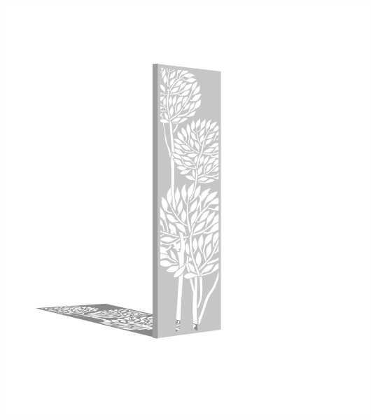 PARAS Sichtschutzwand, Motiv Bäume, 450 x 1800 x 2 mm, 30 mm gekantet, Edelstahl einseitig geschliffen