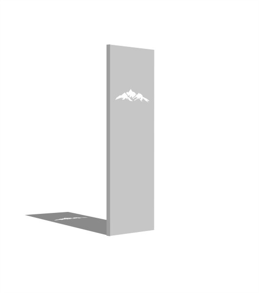 PARAS Sichtschutzwand, Motiv Berge, 450 x 1800 x 2 mm, 30 mm gekantet, Edelstahl einseitig geschliffen