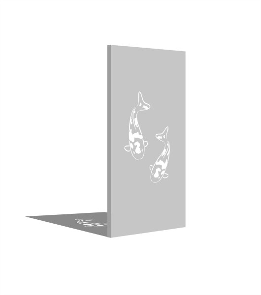 PARAS Sichtschutzwand, Motiv Kois, 900 x 1800 x 2 mm, 30 mm gekantet, Edelstahl einseitig geschliffen