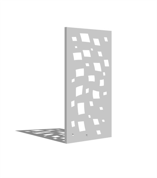 PARAS Sichtschutzwand, Motiv Wilde Quadrate, 900 x 1800 x 2 mm, 30 mm gekantet, Edelstahl einseitig geschliffen