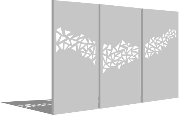 PARAS Sichtschutzwand, Motiv Dreiecke 3er-Set, 900 x 1800 x 2 mm, 30 mm gekantet, Edelstahl einseitig geschliffen