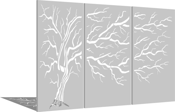 PARAS Sichtschutzwand, Motiv Baum 3er-Set, 900 x 1800 x 2 mm, 30 mm gekantet, Edelstahl einseitig geschliffen