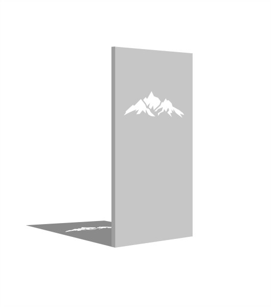 PARAS Sichtschutzwand, Motiv Berge, 900 x 1800 x 2 mm, 30 mm gekantet, Edelstahl einseitig geschliffen