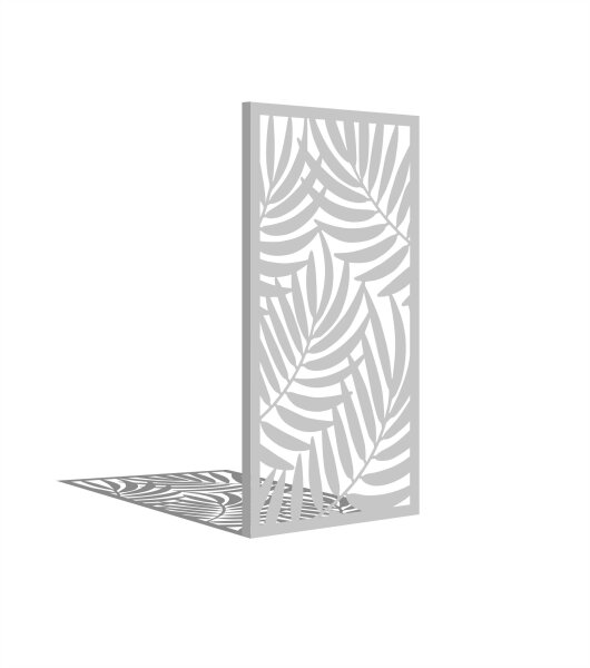 PARAS Sichtschutzwand, Motiv Blätter, 900 x 1800 x 2 mm, 30 mm gekantet, Edelstahl einseitig geschliffen