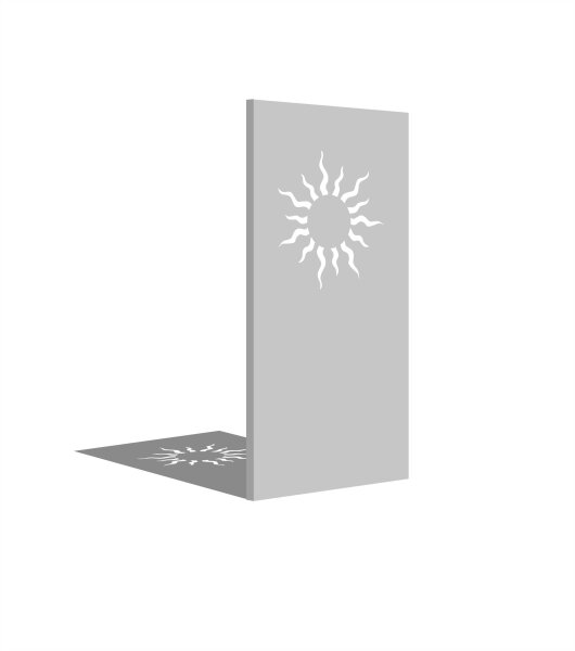 PARAS Sichtschutzwand, Motiv Sonnenstrahlen, 900 x 1800 x 2 mm, 30 mm gekantet, Edelstahl einseitig geschliffen