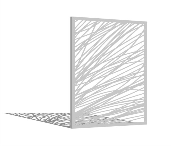PARAS Sichtschutzwand, Motiv LINEA, 1400 x 1800 x 2 mm, 30 mm gekantet, Edelstahl einseitig geschliffen