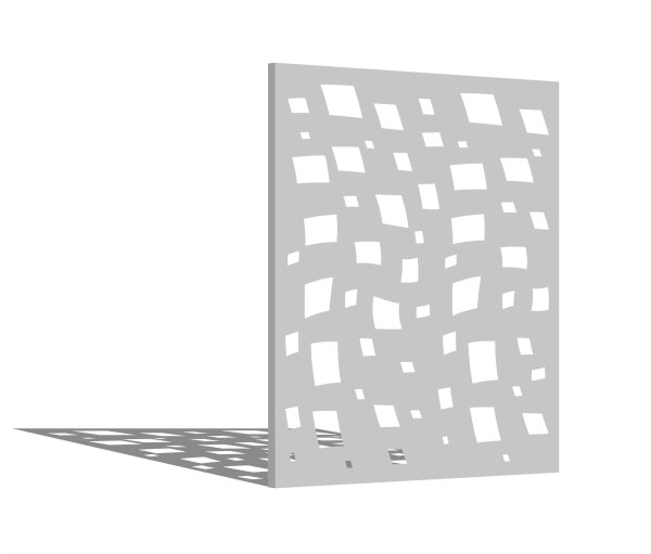 PARAS Sichtschutzwand, Motiv Wilde Quadrate, 1400 x 1800 x 2 mm, 30 mm gekantet, Edelstahl einseitig geschliffen