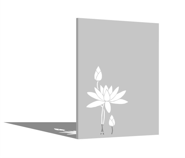 PARAS Sichtschutzwand, Motiv Seerose, 1400 x 1800 x 2 mm, 30 mm gekantet, Edelstahl einseitig geschliffen