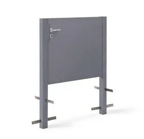 PARAS Gartentür Typ 1, farbbeschichtet RAL*, DIN links, Türblatt 1000 x 1000 x 60 mm, Einbauhöhe 100 mm über Boden, Türblatt geschlossen inkl. gehefteter Rückseite, Türdrücker Edelstahl, 2 Pfosten 80 x 80 x 1580 mm