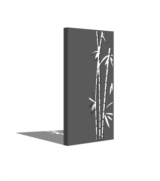 PARAS DUO Sichtschutzwand, Motiv Bambus, 900 x 1800 x 60 x 2 mm, doppelseitig je 30 mm gekantet, mit Verbindungswinkel, Alu, RAL * pulverbeschichtet