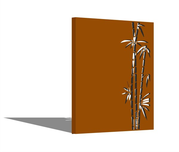 PARAS DUO Sichtschutzwand, Motiv Bambus, 1400 x 1800 x 60 x 2 mm, doppelseitig je 30 mm gekantet, mit Verbindungswinkel, Cortenstahl