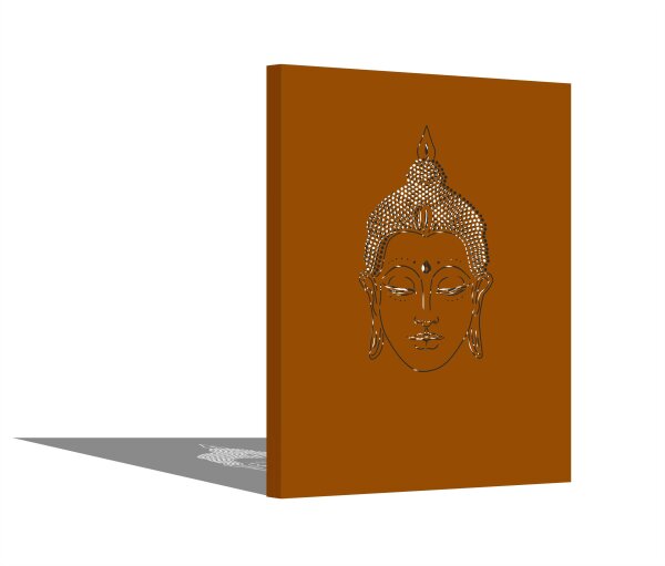 PARAS DUO Sichtschutzwand, Motiv Buddha, 1400 x 1800 x 60 x 2 mm, doppelseitig je 30 mm gekantet, mit Verbindungswinkel, Cortenstahl