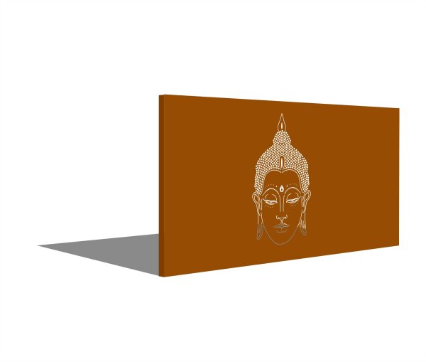 PARAS Sichtschutzwand, Motiv Buddha, 1800 x 900 x 2 mm, quer, 30 mm gekantet, Cortenstahl