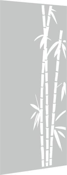 PARAS Glas-Sichtschutz 900 x 1800 mm, 8 mm ESG Einscheiben-Sicherheitsglas, umlaufende polierte Kanten, mit Motiv Bambus, einseitig satiniert