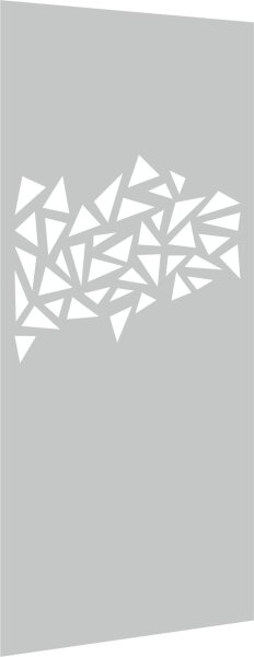 PARAS Glas-Sichtschutz 900 x 1800 mm, 8 mm ESG Einscheiben-Sicherheitsglas, umlaufende polierte Kanten, mit Motiv Dreiecke, einseitig satiniert