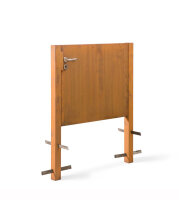 PARAS Gartentür Typ 2, Cortenstahl, DIN links, Türblatt 1000 x 1000 x 60 mm, Einbauhöhe 100 mm über Boden, Rückseite mit Rohrrahmen, Türdrücker Edelstahl, 2 Pfosten 80 x 80 x 1580 mm
