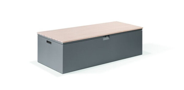 CASA Gartenbox mit Sitzauflage, 1600 x 750 x 475 mm, Deckel aufklappbar, Edelstahl farbbeschichtet RAL*, Sitzauflage Resysta®