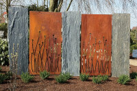 PARAS Sichtschutzwand, Motiv Gräser, 900 x 1800 x 2 mm, 30 mm gekantet, Cortenstahl