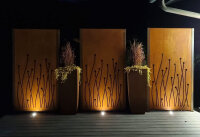 PARAS Sichtschutzwand, Motiv Gräser, 900 x 1800 x 2 mm, 30 mm gekantet, Cortenstahl