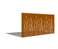 PARAS Sichtschutzwand, Motiv Gräser, 1800 x 900 x 2 mm, quer, 30 mm gekantet, Cortenstahl