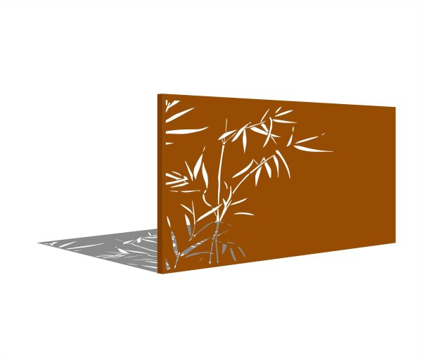 PARAS Sichtschutzwand, Motiv Schilf, 1800 x 900 x 2 mm, quer, 30 mm gekantet, Cortenstahl