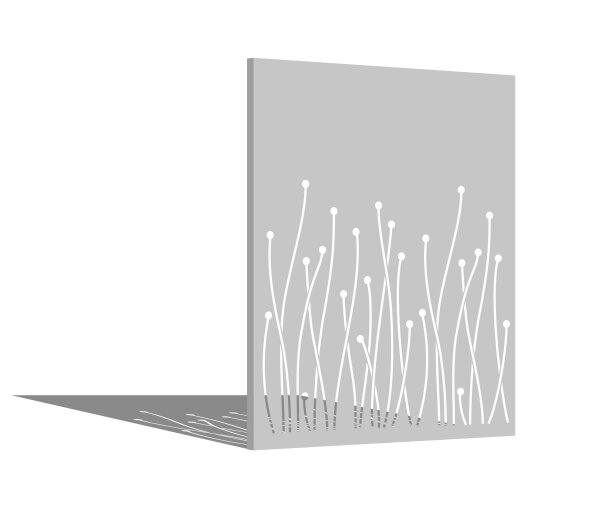 PARAS Sichtschutzwand, Motiv Gräser, 1400 x 1800 x 2 mm, 30 mm gekantet, Edelstahl einseitig geschliffen