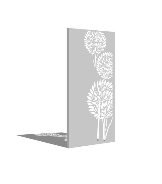 PARAS Sichtschutzwand, Motiv Bäume, 900 x 1800 x 2 mm, 30 mm gekantet, Edelstahl einseitig geschliffen