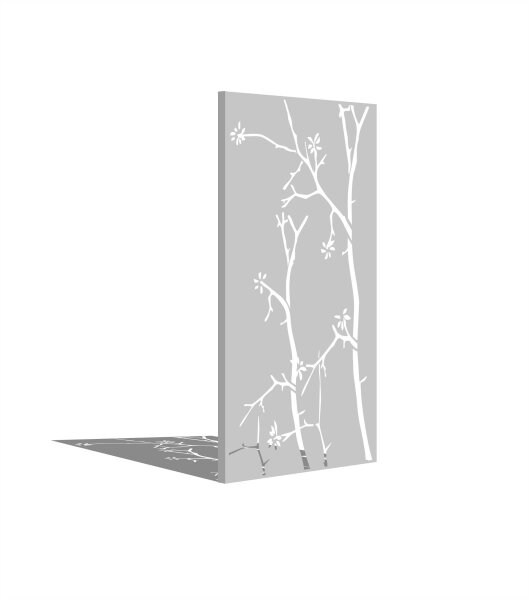 PARAS Sichtschutzwand, Motiv Äste, 900 x 1800 x 2 mm, 30 mm gekantet, Edelstahl einseitig geschliffen