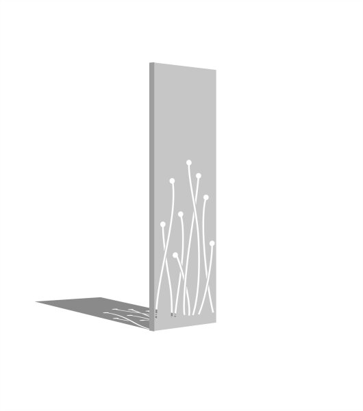 PARAS Sichtschutzwand, Motiv Gräser, 450 x 1800 x 2 mm, 30 mm gekantet, Edelstahl einseitig geschliffen